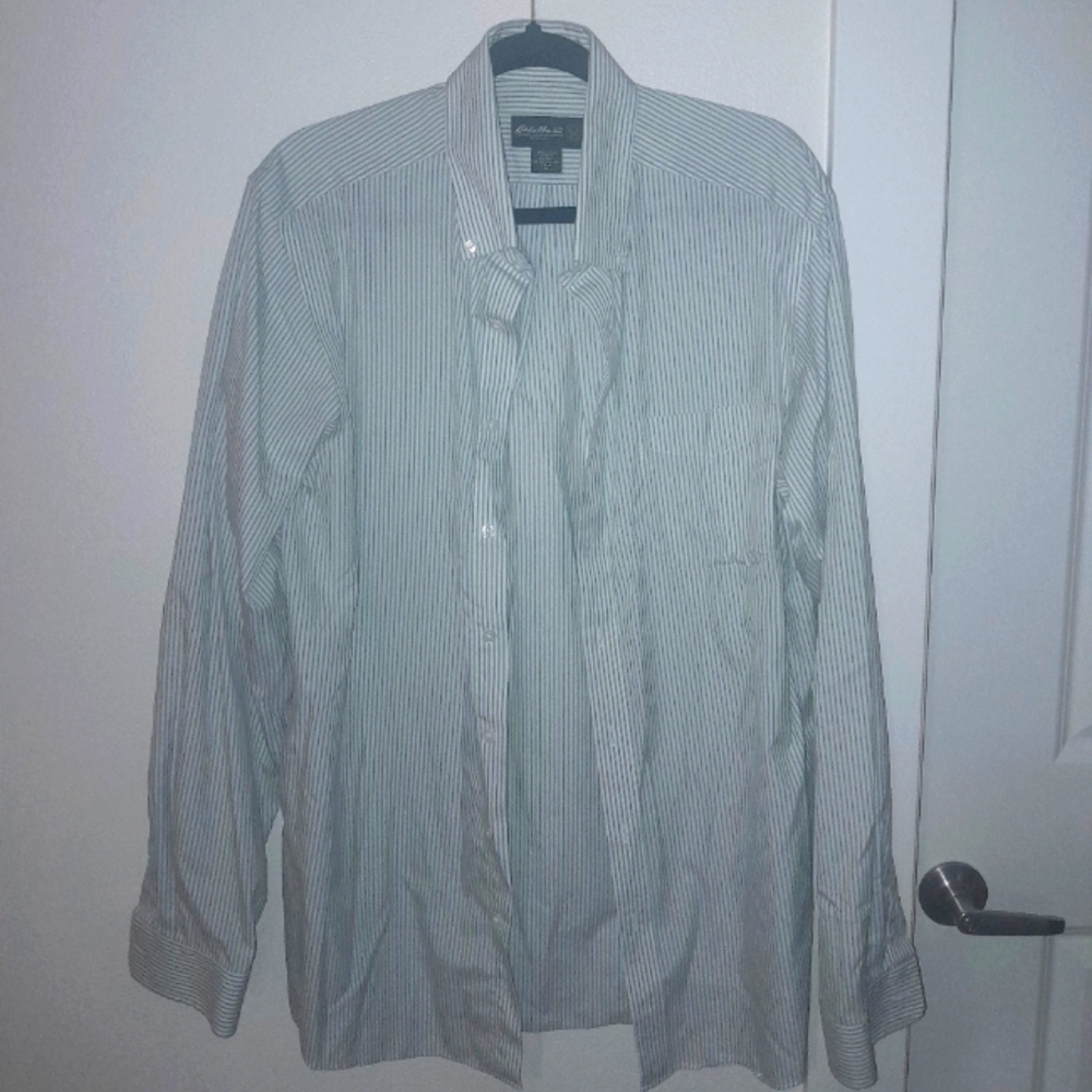 Eddie Bauer Wrinkle Resistant Relaxed Fit Striped Shirt Tall L